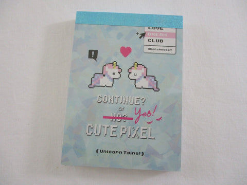 Cute Kawaii Q-Lia Pixel Unicorn Mini Notepad / Memo Pad - Stationery Design Writing Collection