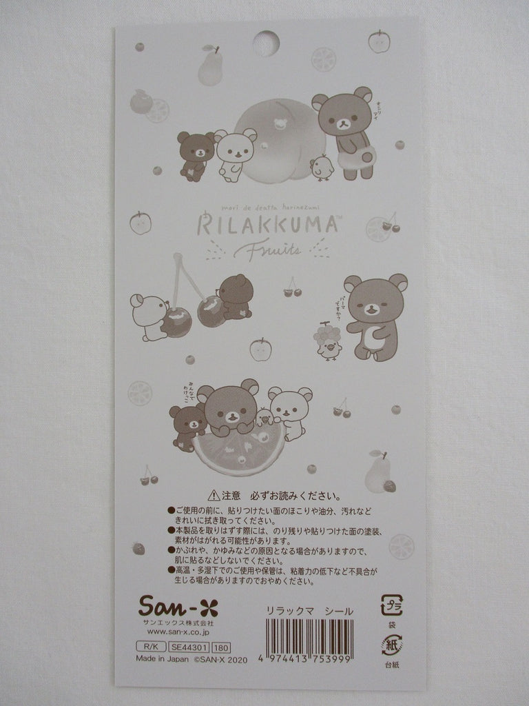 Cute Kawaii San-X Rilakkuma Bear Fruits Sticker Sheet 2020 - B