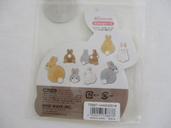 Cute Kawaii Mind Wave Rabbit Bunny Flake Stickers Sack - for Journal Agenda Planner Scrapbooking Craft