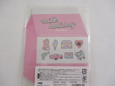 Cute Kawaii Crux Flake Stickers in Milk Carton Package - Music Records Fun Saturday Night Flake Stickers Sack - for Journal Planner Scrapbooking Craft