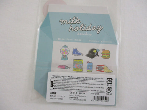 Cute Kawaii Crux Flake Stickers in Milk Carton Package - Fun Baseball Popcorn Drink Gum Flake Stickers Sack - for Journal Planner Scrapbooking Craft