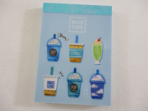 Cute Kawaii Mind Wave Drink Blue Cafe #Sunny #pop #sky Mini Notepad / Memo Pad - Stationery Design Writing Collection