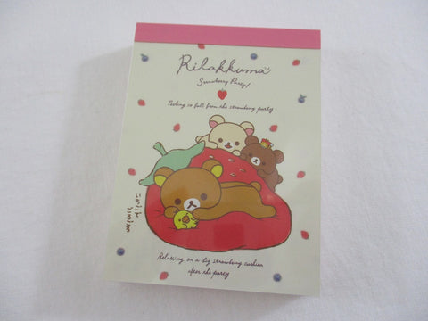 Cute Kawaii San-X Rilakkuma Bear Strawberry Mini Notepad / Memo Pad - C - Stationery Writing Message