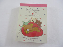Cute Kawaii San-X Rilakkuma Bear Strawberry Mini Notepad / Memo Pad - C - Stationery Writing Message