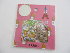 Cute Kawaii Mind Wave Favorite Travel Vacation France Flake Stickers Sack - for Journal Agenda Planner Scrapbooking Craft