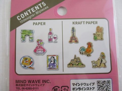 Cute Kawaii Mind Wave Favorite Travel Vacation France Flake Stickers Sack - for Journal Agenda Planner Scrapbooking Craft