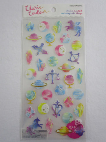 Cute Kawaii Mind Wave Cherie Couleur Stars Horoscope Planet Dream Unicorn Sticker Sheet - for Journal Planner Craft Organizer