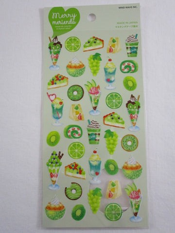 Cute Kawaii Mind Wave Merry Berry Green Kiwi Sandwich Cake Food Drink theme Sticker Sheet - for Journal Planner Craft Organizer