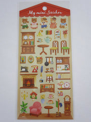 Cute Kawaii Mind Wave Miniature Animal Family - Bear Country Home Sticker Sheet - for Journal Planner Craft