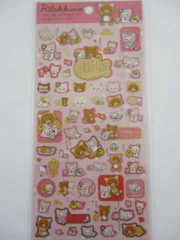 Cute Kawaii San-X Rilakkuma Bear Cat Sticker Sheet 2014 - B - for Planner Journal Scrapbook Craft