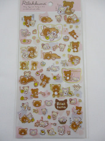 Cute Kawaii San-X Rilakkuma Bear Cat Sticker Sheet 2014 - A - for Planner Journal Scrapbook Craft