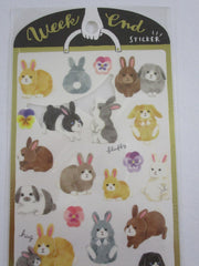 Cute Kawaii Mind Wave Weekend Series - Rabbit Bunnies Sticker Sheet - for Journal Planner Craft