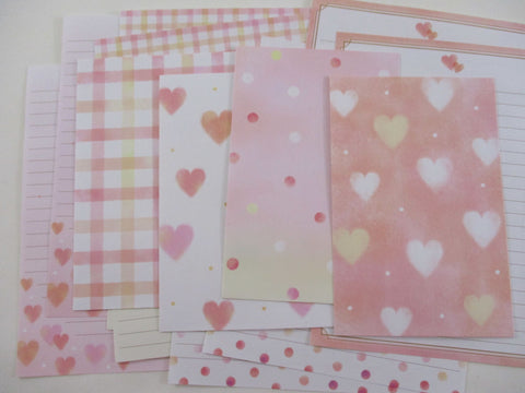 Kamio Pink Heart Dots Letter Sets - C Patterns - Stationery Writing Paper Envelope