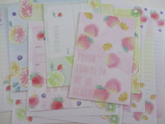 Cute Kawaii Crux Fresh Fruits Berries Strawberry Peach Orange Kiwi Letter Sets - Stationery Writing Paper Envelope