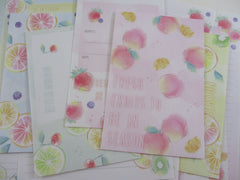 Cute Kawaii Crux Fresh Fruits Berries Strawberry Peach Orange Kiwi Letter Sets - Stationery Writing Paper Envelope