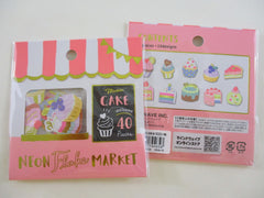 Cute Kawaii Mind Wave Market Series - Neon Peach - Cake Cupcake Flake Stickers Sack - for Journal Agenda Planner Scrapbooking Craft