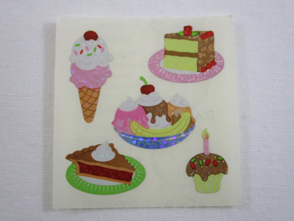 Sandylion Desserts Ice Cream Pie Cupcake Cake Glitter Sticker Sheet / Module - Vintage & Collectible