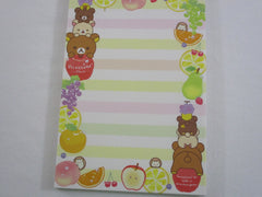 Cute Kawaii San-X Rilakkuma Bear Hedgehog and Fruits 4 x 6 Inch Notepad / Memo Pad - Stationery Designer Paper Collection