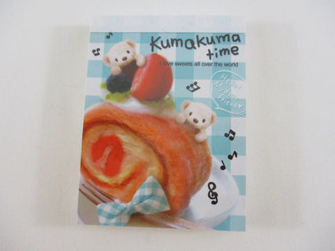 Cute Kawaii  Q-Lia Bear Kuma Kuma Time Mini Notepad / Memo Pad - B - Stationery Designer Paper Collection