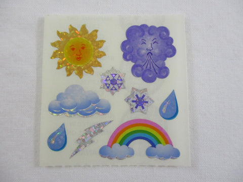Sandylion Weather Sun Cloud Snow Glitter Sticker Sheet / Module - Vintage & Collectible