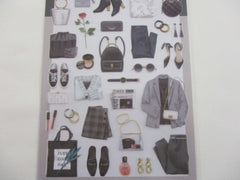 Cute Kawaii MW Girl's Closet Series - Outfit Wardrobe School Work Shoes Bag Accessories A - Dark Grey Black Sticker Sheet - for Journal Planner Craft