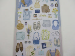 Cute Kawaii MW Girl's Closet Series - Outfit Wardrobe School Work Shoes Bag Accessories B - Blue Sticker Sheet - for Journal Planner Craft