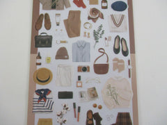 Cute Kawaii MW Girl's Closet Series - Outfit Wardrobe School Work Shoes Bag Accessories C - Cream Brown Sticker Sheet - for Journal Planner Craft