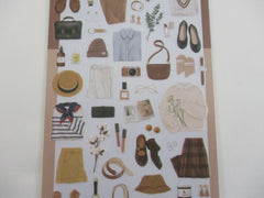 Cute Kawaii MW Girl's Closet Series - Outfit Wardrobe School Work Shoes Bag Accessories C - Cream Brown Sticker Sheet - for Journal Planner Craft