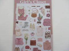Cute Kawaii MW Girl's Closet Series - Outfit Wardrobe School Work Shoes Bag Accessories E - Pink Sticker Sheet - for Journal Planner Craft