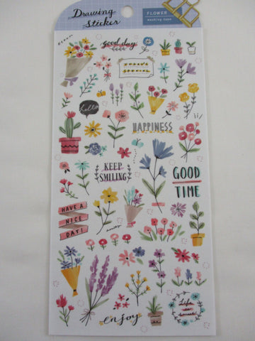 Cute Kawaii MW Drawing Series - C - Flowers Garden Bloom Sticker Sheet - for Journal Planner Craft