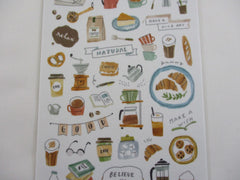 Cute Kawaii MW Drawing Series - D - Cafe Coffee Breakfast Bread Latte Drink Sticker Sheet - for Journal Planner Craft