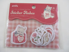 Cute Kawaii Set of 2 Sweet Kitten Cat Flake Stickers Sack - for Journal Agenda Planner Scrapbooking Craft