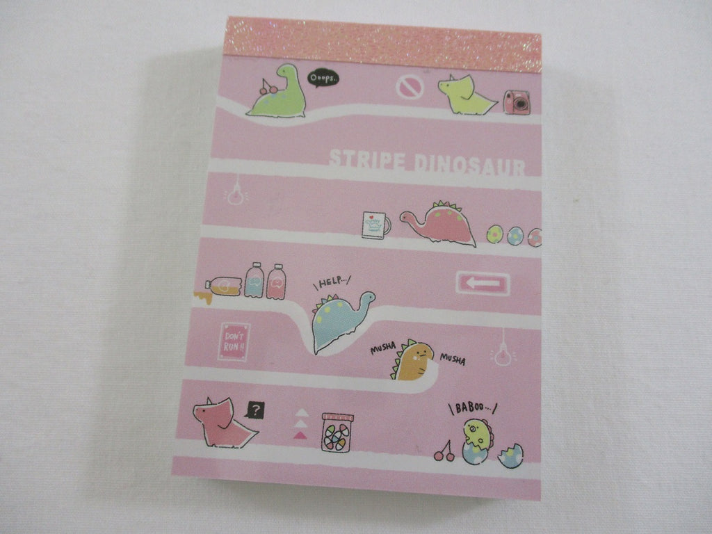 Cute Kawaii Q-Lia Stripe Dino Dinosaur Mini Notepad / Memo Pad - Stationery Design Writing Collection
