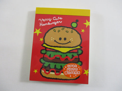 Cute Kawaii Kamio Very Cute Hamburger Mini Notepad / Memo Pad - Rare - Stationery Design Writing - Vintage Collectible