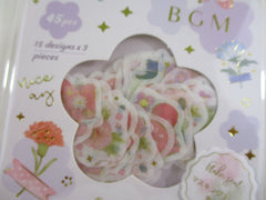 Cute Kawaii BGM Flowers Series Flake Stickers Sack - Beautiful Flowers Bloom Garden Spring - for Journal Agenda Planner Scrapbooking Craft