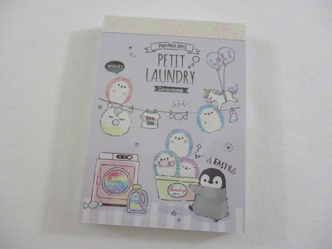 Cute Kawaii Q-Lia Petit Laundry Hedgehog Penguin Mini Notepad / Memo Pad - Stationery Design Writing Collection