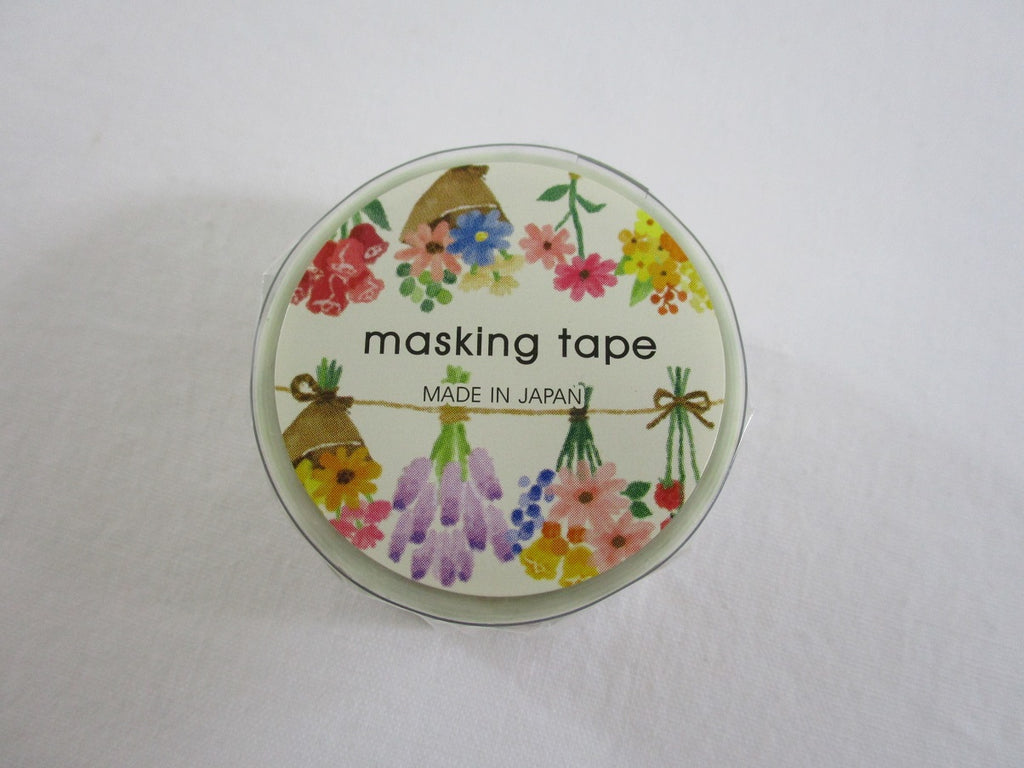 Cute Kawaii Mind Wave Washi / Masking Deco Tape - Flower Bouquet Garden - for Scrapbooking Journal Planner Craft