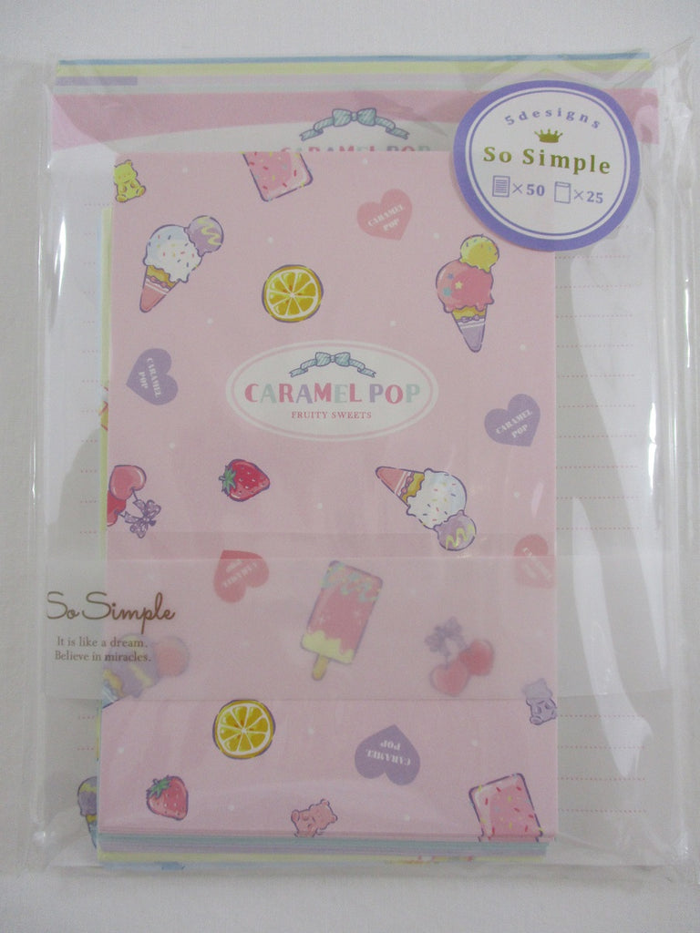 Cute Kawaii Crux Caramel Pop Popsicle Ice Cream Letter Set Pack - Stationery Writing Paper Penpal