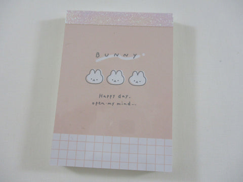 Cute Kawaii Q-Lia Happy Day Series - Bunny Rabbit Mini Notepad / Memo Pad - Stationery Designer Paper Collection