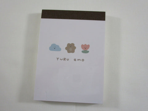 Cute Kawaii Q-Lia Happy Day Series - Bear Yuru Emo Mini Notepad / Memo Pad - Stationery Designer Paper Collection