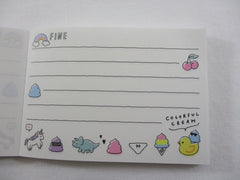 Cute Kawaii Crux Colorful Cream poop Alien Unicorn Mini Notepad / Memo Pad - Stationery Designer Paper Collection