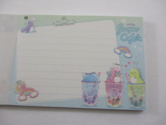 Cute Kawaii Q-Lia Dino Cafe Bubble Tea Tapioca Drink 4 x 6 Inch Notepad / Memo Pad - Stationery Designer Paper Collection