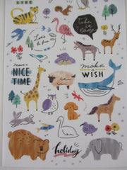 Cute Kawaii MW Drawing Series - E - Animals Bear Crocs Wild Nature Safari Lion Fox Hippo Sticker Sheet - for Journal Planner Craft