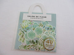 MW Salon de Fleur Flowers - Flake Stickers Sack - Green Blue - Beautiful Garden Love Wedding Bouquet for Journal Agenda Planner Scrapbooking Craft