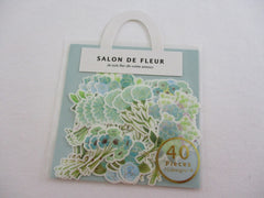 MW Salon de Fleur Flowers - Flake Stickers Sack - Green Blue - Beautiful Garden Love Wedding Bouquet for Journal Agenda Planner Scrapbooking Craft