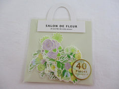 MW Salon de Fleur Flowers - Flake Stickers Sack - Yellow Green Purple - Beautiful Garden Love Wedding Bouquet for Journal Agenda Planner Scrapbooking Craft