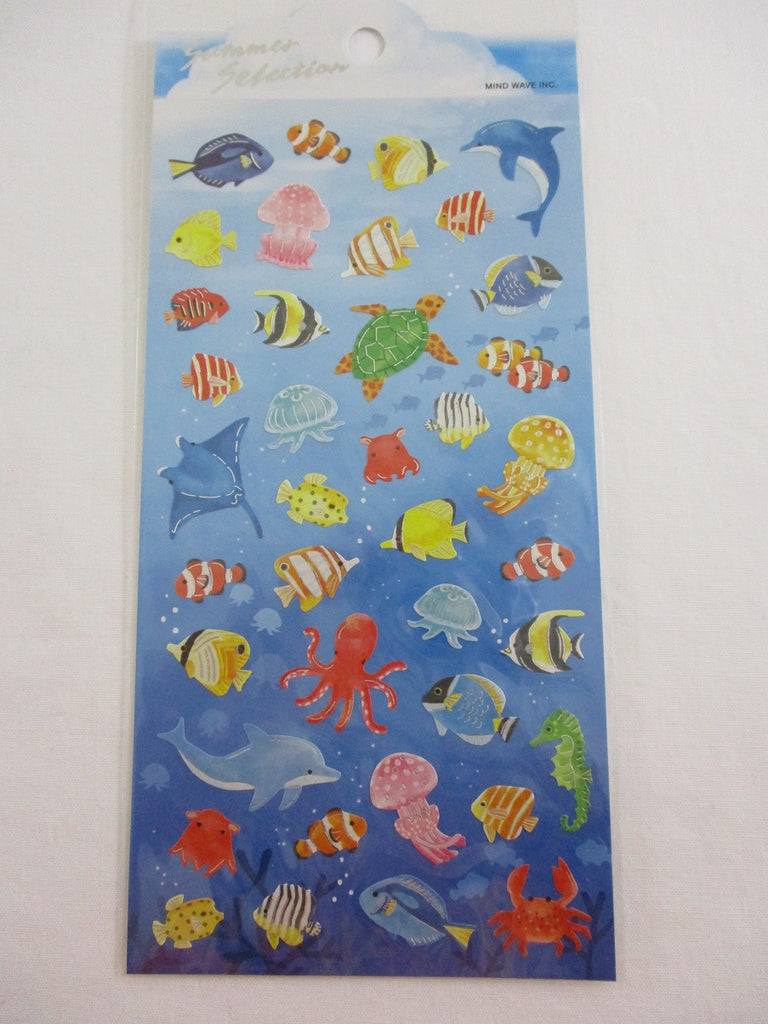 Cute Kawaii MW Summer Selection Series - Fish Dolphin Crab Ocean Sea Beach Sticker Sheet - for Journal Planner Craft Organizer Calendar