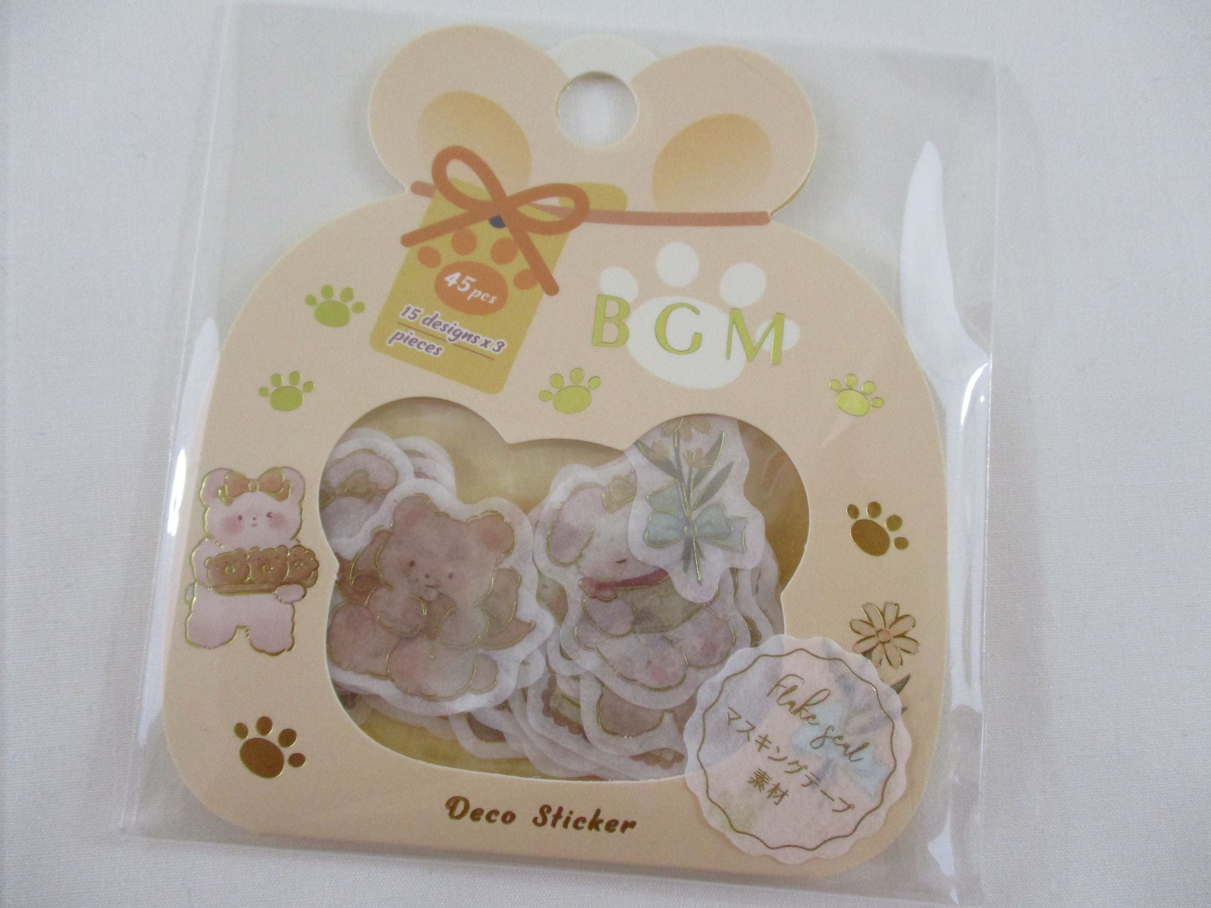 Cute Kawaii BGM Flake Stickers Sack - Bear Rabbit Soft - for