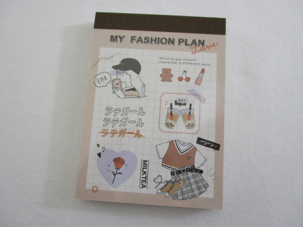 Cute Kawaii Q-Lia My Fashion Plan Girl Party Bubble Tea Mini Notepad / Memo Pad - Stationery Design Writing Collection