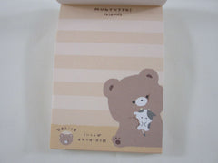 Cute Kawaii Q-lia Mugyutto Bear and Cow Friends Mini Notepad / Memo Pad - Stationery Designer Paper Collection